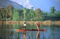 Men on the lake, Kashmir